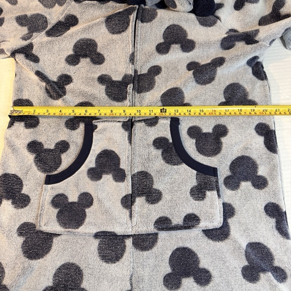 Disney Mickey Mouse Adult L One Piece Pajamas Hooded Fleece Zip Jumpsuit Blue - Picture 9 of 14